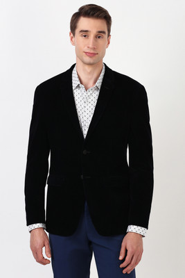 PETER ENGLAND Solid Tuxedo Style Formal Men Blazer(Blue)