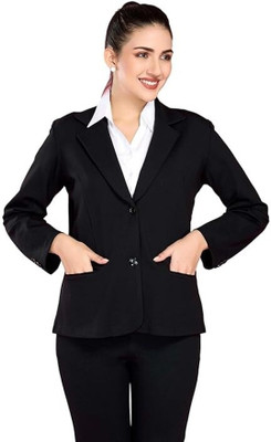 NAIDA Solid Single Breasted Casual, Festive, Formal, Party, Sports, Wedding, Lounge Wear Women Blazer(Black)