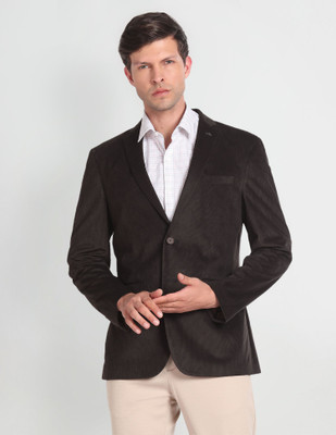 ARROW Solid Single Breasted Formal Men Blazer(Brown)