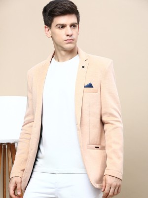 Showoff Solid Single Breasted Casual Men Blazer(Pink)