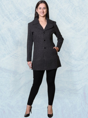 TROO BLUE Solid Double Breasted Casual Women Blazer(Black)