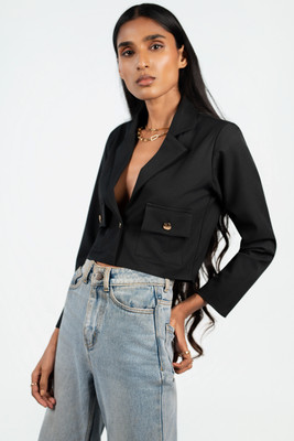 COLOR CAPITAL Solid Single Breasted Casual Women Blazer(Black)
