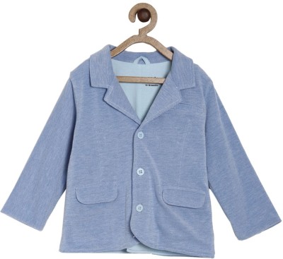 MINI KLUB Solid Single Breasted Casual Boys Blazer(Blue)