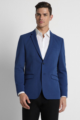 PETER ENGLAND Solid Single Breasted Formal Men Blazer(Blue)