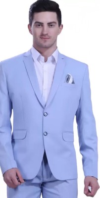 FIVEFEB Solid Single Breasted Formal, Casual, Wedding Men Blazer(Light Blue)