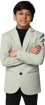 TAHVO Solid Mandarin Party Boys Blazer(Green)