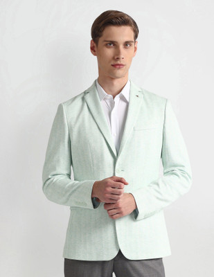 ARROW Self Design Single Breasted Formal Men Blazer(Green)