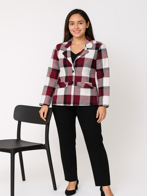 BLUEWEARS Checkered, Printed Single Breasted Casual, Formal, Party, Festive & Wedding Women Blazer(Multicolor)