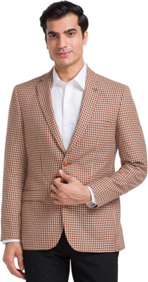 Raymond Checkered Single Breasted Formal Men Blazer(Brown)