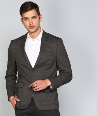 VAN HEUSEN Checkered Single Breasted Casual Men Blazer(Brown)