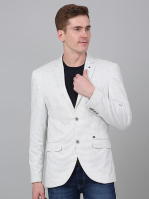 CANTABIL Self Design Single Breasted Casual Men Blazer(White)