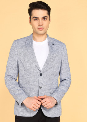 KILLER Solid Single Breasted Casual Men Blazer(Dark Blue)