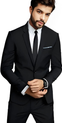 Darbar In Solid Single Breasted Casual, Formal, Festive & Wedding, Party Men Blazer(Black)