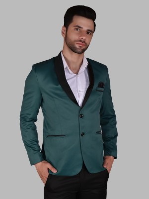 METRONAUT Solid Single Breasted Casual Men Blazer(Green)