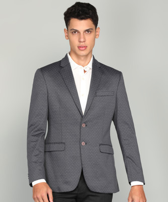 Raymond Self Design Single Breasted Formal Men Blazer(Grey)