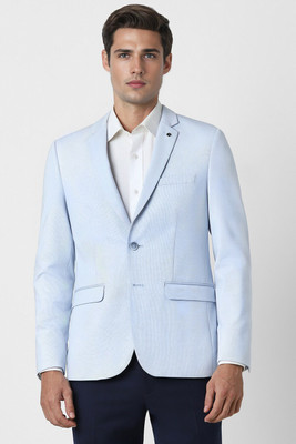 VAN HEUSEN Self Design Single Breasted Formal Men Blazer(Blue)