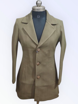 Pepzo Solid Double Breasted Casual Women Blazer(Green)