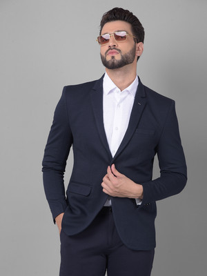 CRIMSOUNE CLUB Solid Single Breasted Formal Men Blazer(Blue)
