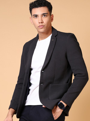 V-MART Solid Single Breasted Casual Men Blazer(Grey)