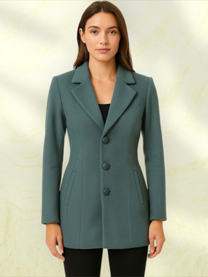 Pepzo Solid Double Breasted Casual Women Blazer(Blue)