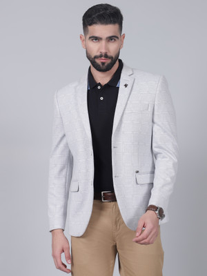 CANTABIL Checkered Single Breasted Casual Men Blazer(Grey)
