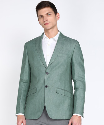 PETER ENGLAND Solid Single Breasted Casual Men Blazer(Green)
