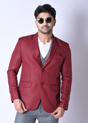 Asmartfashion Solid Single Breasted Festive & Wedding Men Blazer(Grey)