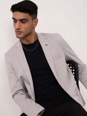 Showoff Solid Single Breasted Casual Men Blazer(White)