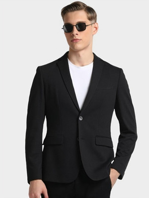 FASHYY TREND Solid Single Breasted Formal Men Blazer(Black)