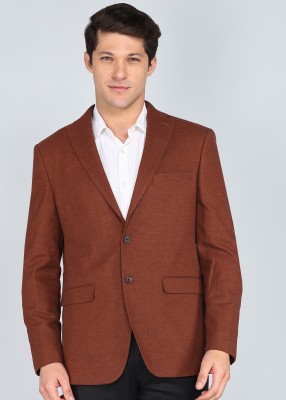 PETER ENGLAND Solid Tuxedo Style Formal Men Blazer(Brown)