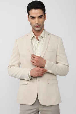 PETER ENGLAND Self Design Single Breasted Casual Men Blazer(Beige)