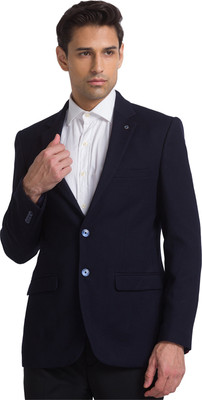 Raymond Self Design Single Breasted Formal Men Blazer(Dark Blue)