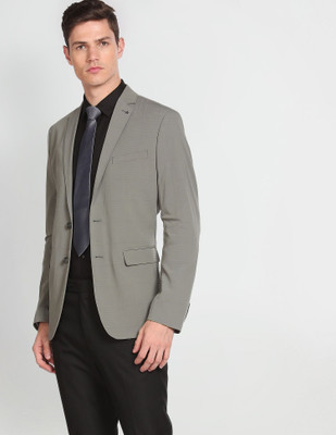 ARROW Solid Single Breasted Formal Men Blazer(Grey)