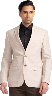 PARK AVENUE Solid Single Breasted Formal Men Blazer(Beige)