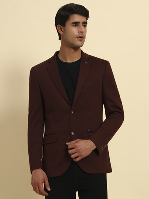 CANTABIL Solid Single Breasted Casual Men Blazer(Maroon)