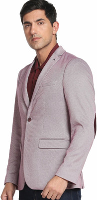 ARROW Solid Single Breasted Formal Men Blazer(Pink)