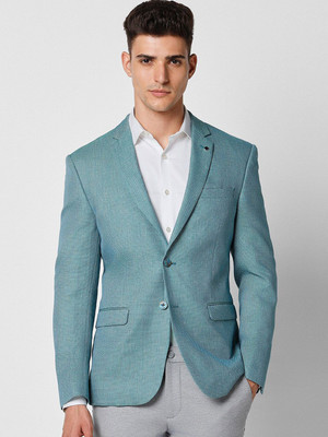 VAN HEUSEN Self Design Single Breasted Formal Men Blazer(Blue)