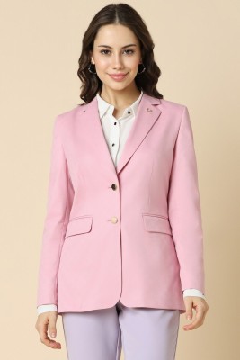 Allen Solly Solid Single Breasted Formal Women Blazer(Pink)