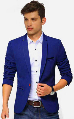 Darbar In Solid Single Breasted Casual, Formal, Festive & Wedding, Party Men Blazer(Blue)