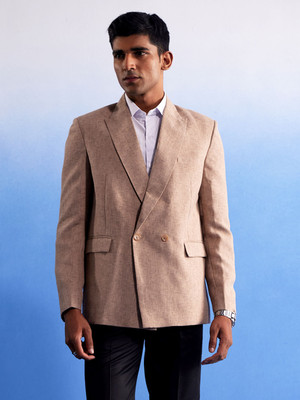 Shvaas By Vastramay Solid Single Breasted Casual Men Blazer(Beige)