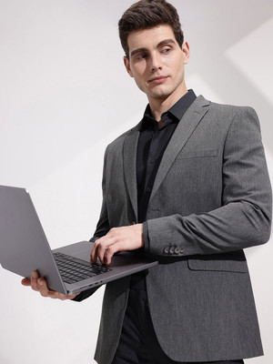 INVICTUS Self Design Single Breasted Formal Men Blazer(Grey)