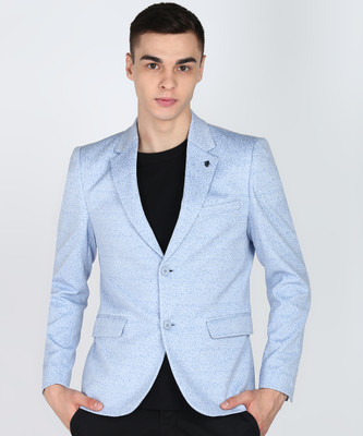 KILLER Self Design Single Breasted Casual Men Blazer(Light Blue)