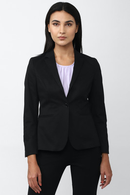 VAN HEUSEN Solid Single Breasted Casual Women Blazer(Black)