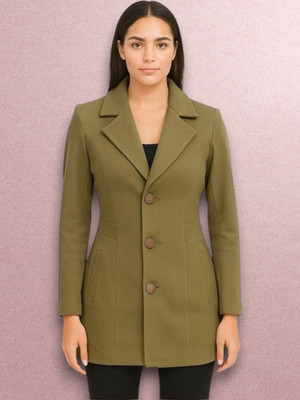 Pepzo Solid Double Breasted Casual Women Blazer(Green)