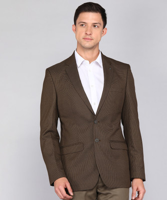 Raymond Self Design Single Breasted Formal Men Blazer(Brown)