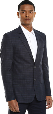 ARROW Checkered Single Breasted Formal Men Blazer(Blue)