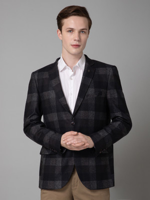 CANTABIL Checkered Single Breasted Casual Men Blazer(Grey)