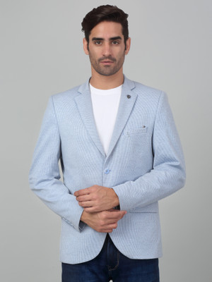 CANTABIL Self Design Single Breasted Casual Men Blazer(Blue)