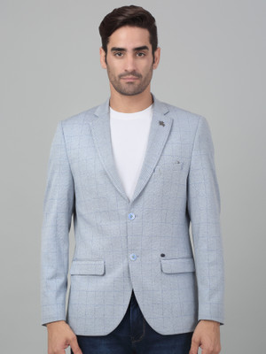 CANTABIL Checkered Single Breasted Casual Men Blazer(Blue)