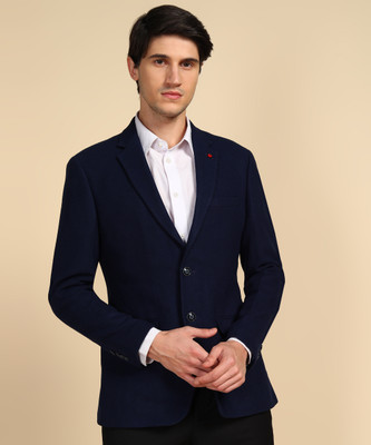 Raymond Solid Single Breasted Formal Men Blazer(Dark Blue)